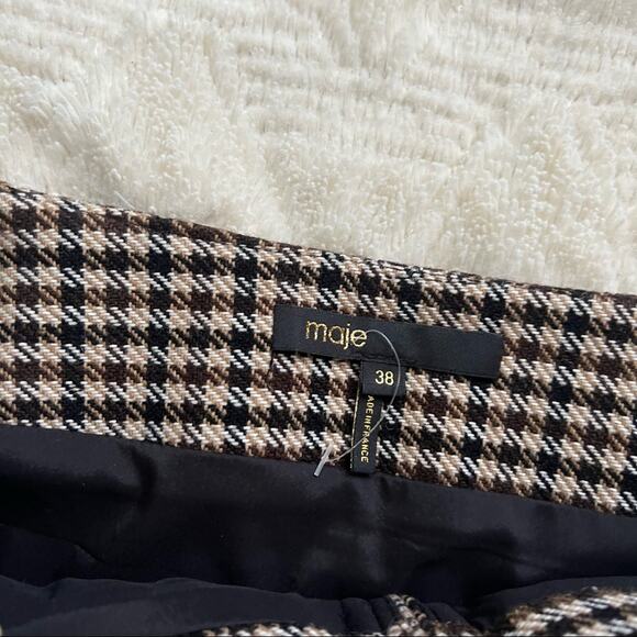 Maje Joxy Houndstooth Wool Blend Mini Skirt - Picture 4 of 6